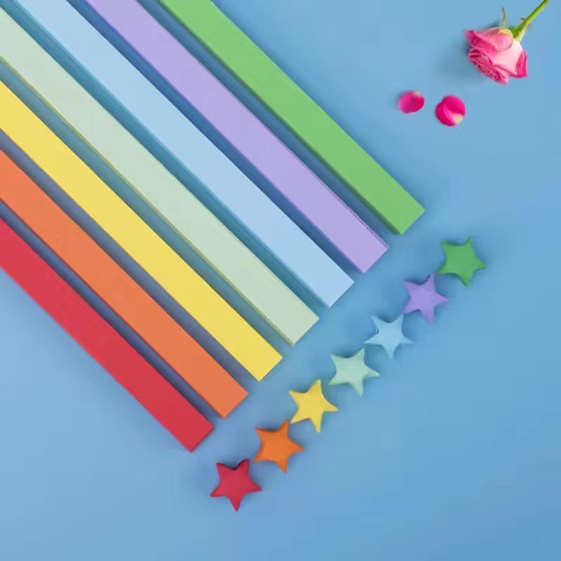 Aeojoor Colorful Star Strip Folding Star Decorative Paper Strip DIY Handicraft 7 Colors (1350 pieces) - Image 1